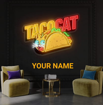 Enseigne néon LED Taco Chat