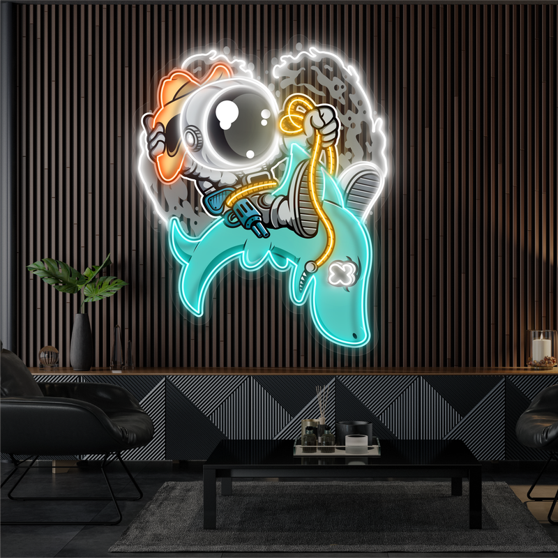 Enseigne néon LED Rodéo d'astronaute