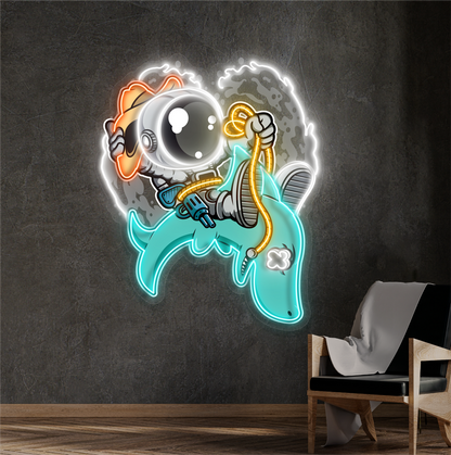 Enseigne néon LED Rodéo d'astronaute