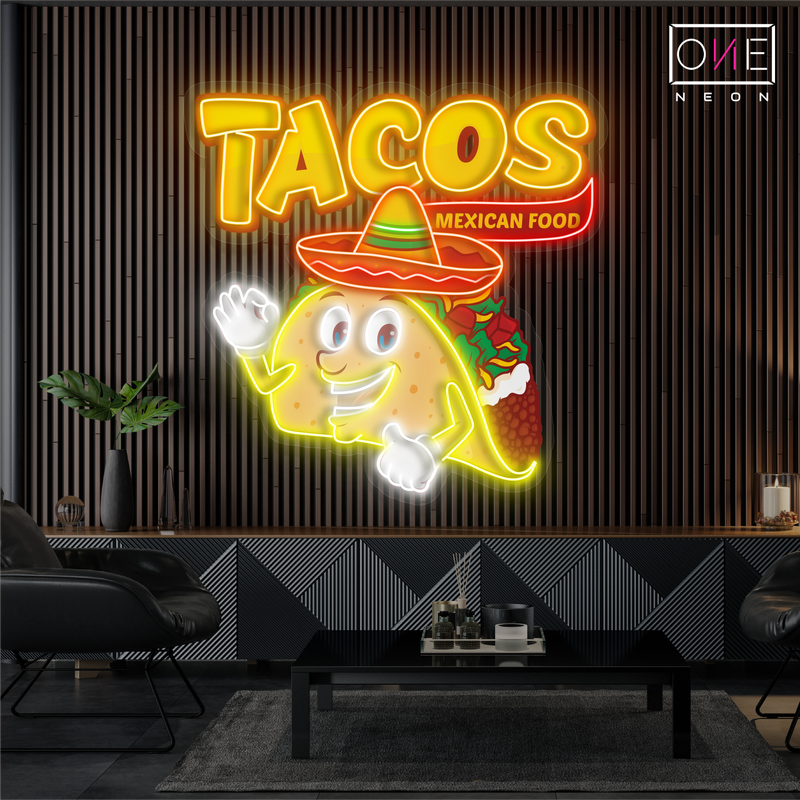 Enseigne néon LED Tacos Mexican Food Artwork
