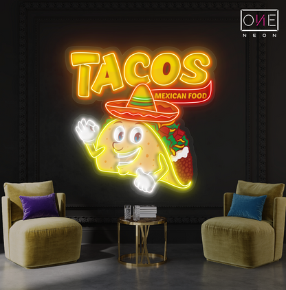 Enseigne néon LED Tacos Mexican Food Artwork