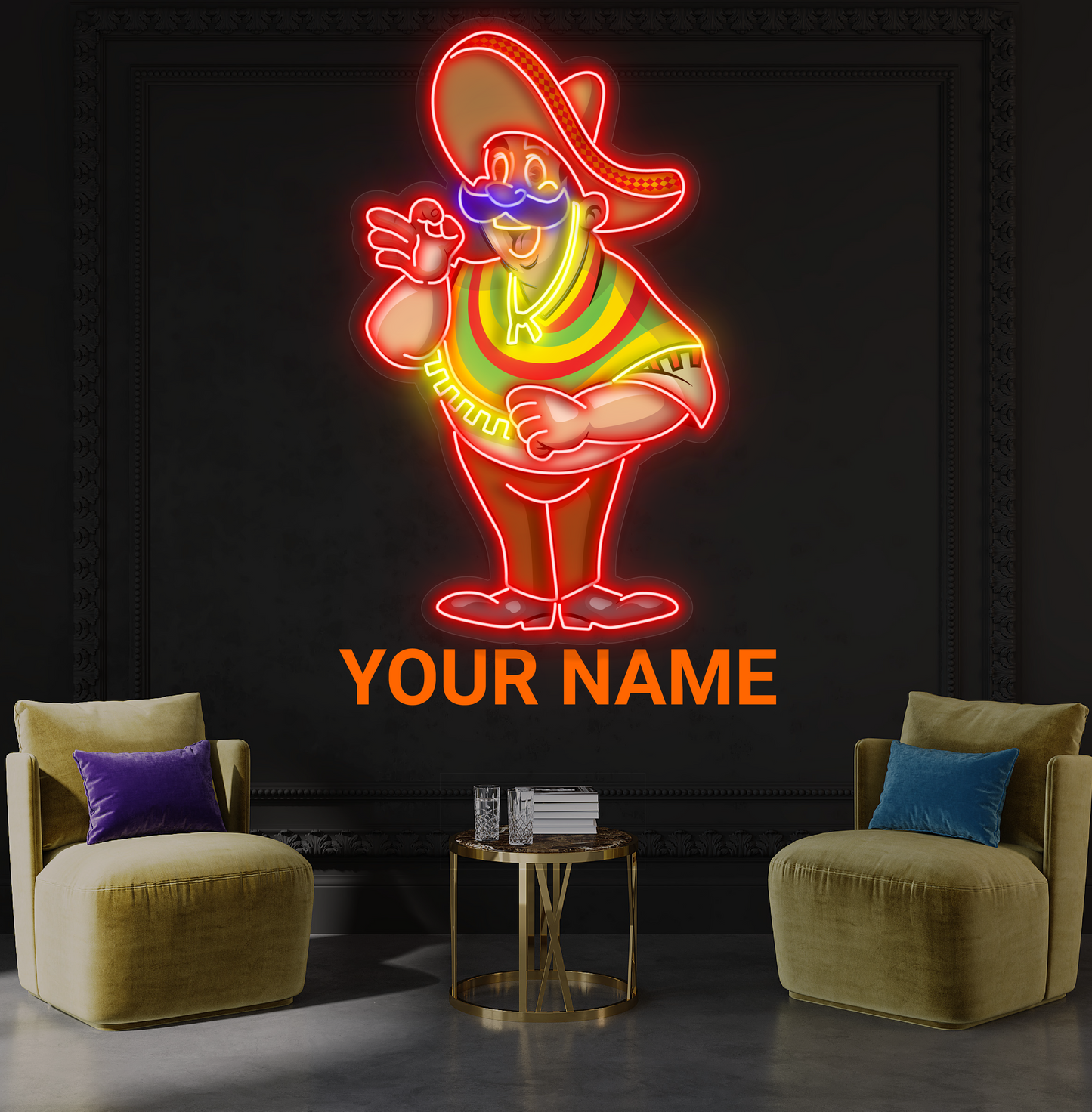 Enseigne néon LED Mustache Amigo