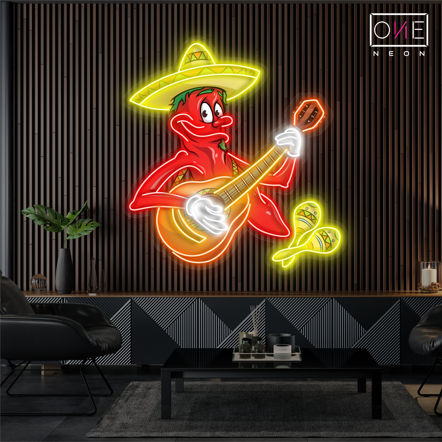 Enseigne néon LED œuvre d'art Chili Serenade