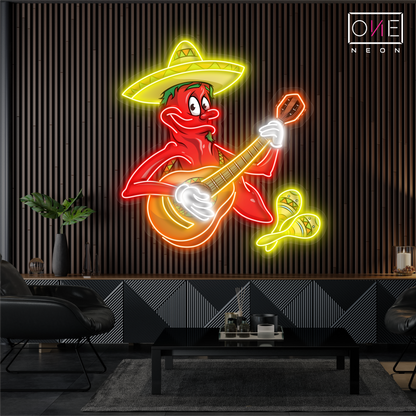 Enseigne néon LED œuvre d'art Chili Serenade