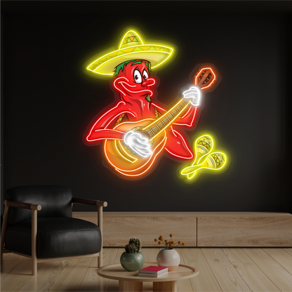 Enseigne néon LED œuvre d'art Chili Serenade