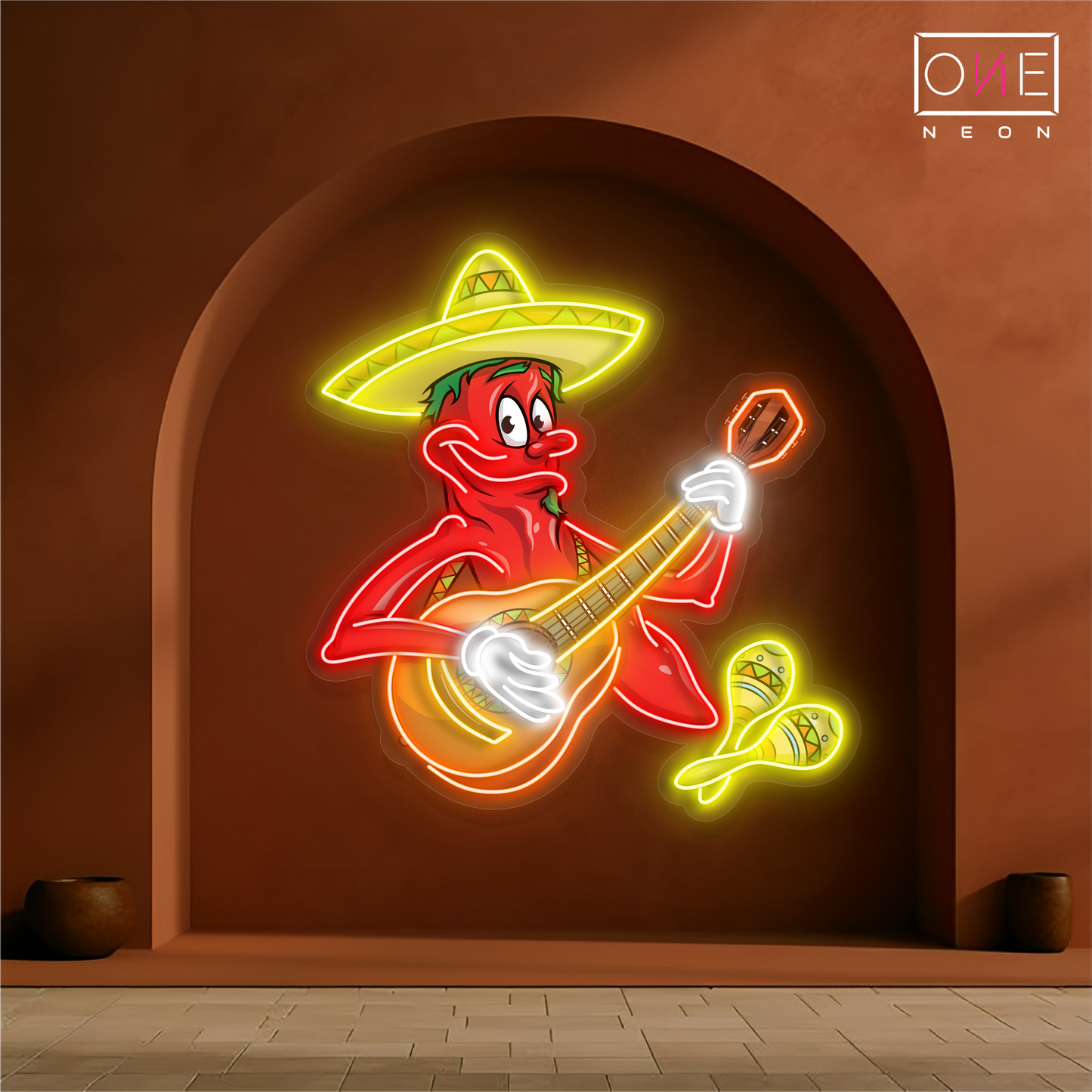 Enseigne néon LED œuvre d'art Chili Serenade