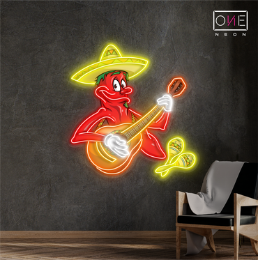 Enseigne néon LED œuvre d'art Chili Serenade