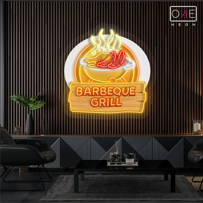 Décoration murale lumineuse néon LED en forme de barbecue