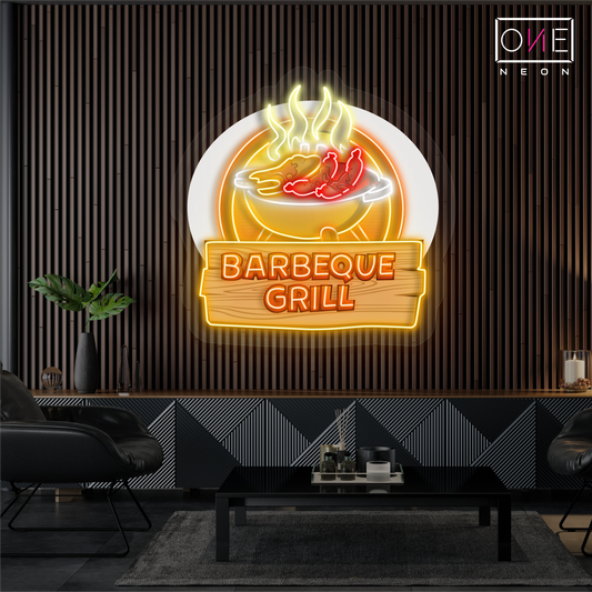 Décoration murale lumineuse néon LED en forme de barbecue