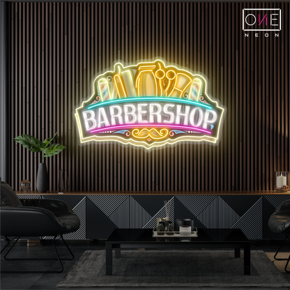 Enseigne néon LED "Barbershop"