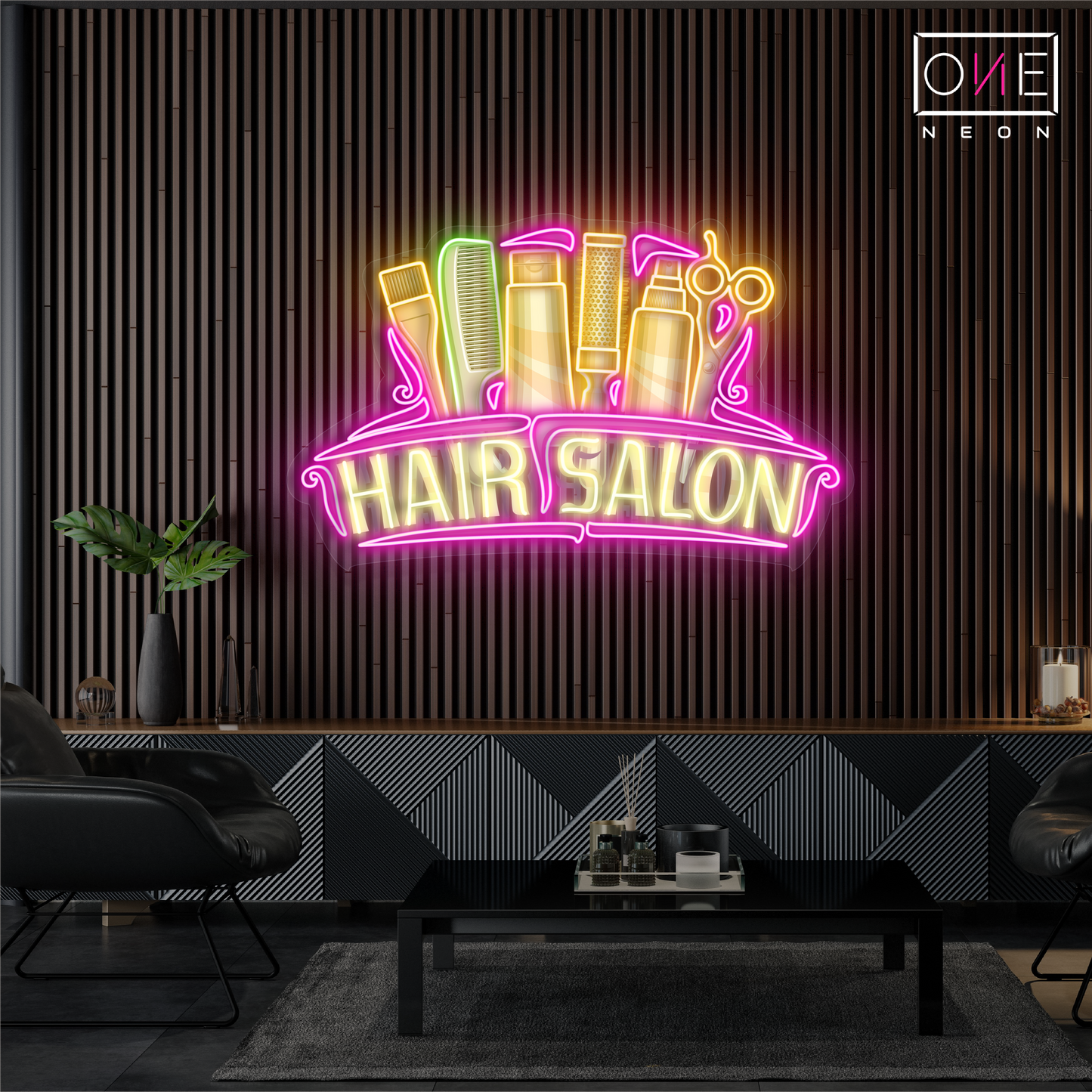 Enseigne Néon LED "Œuvre d'art Salon de coiffure"