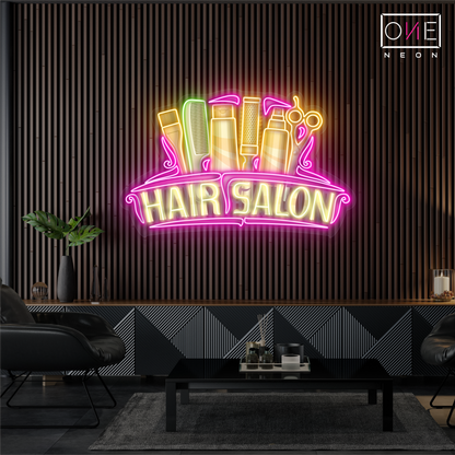 Enseigne Néon LED "Œuvre d'art Salon de coiffure"