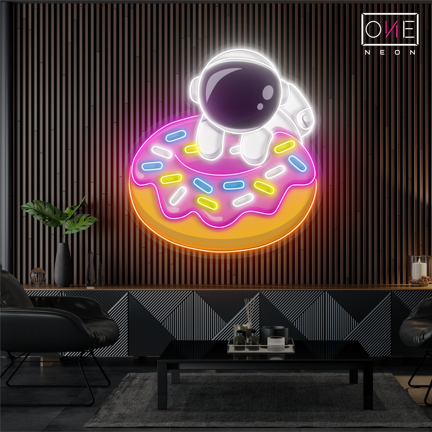 Enseigne néon LED Donut Astronaute