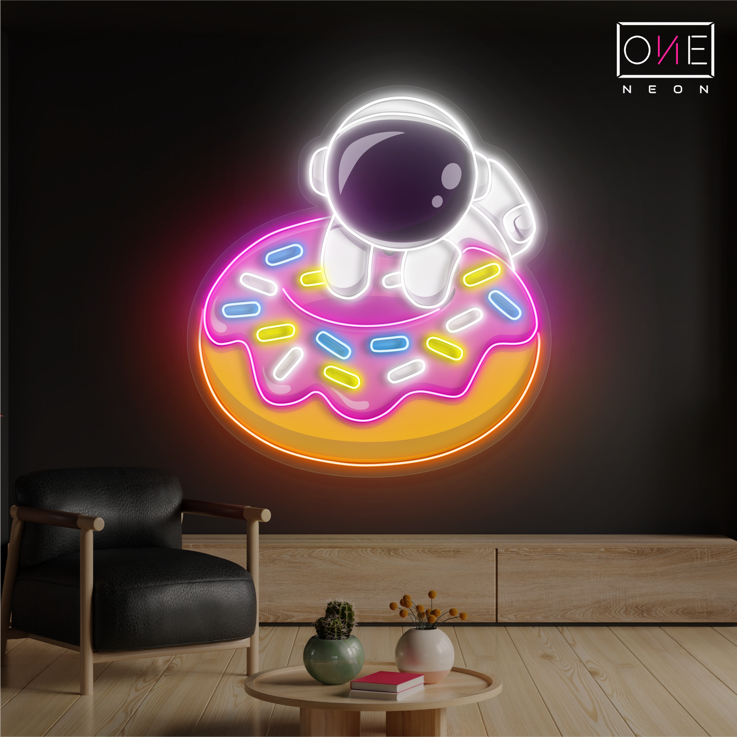 Enseigne néon LED Donut Astronaute