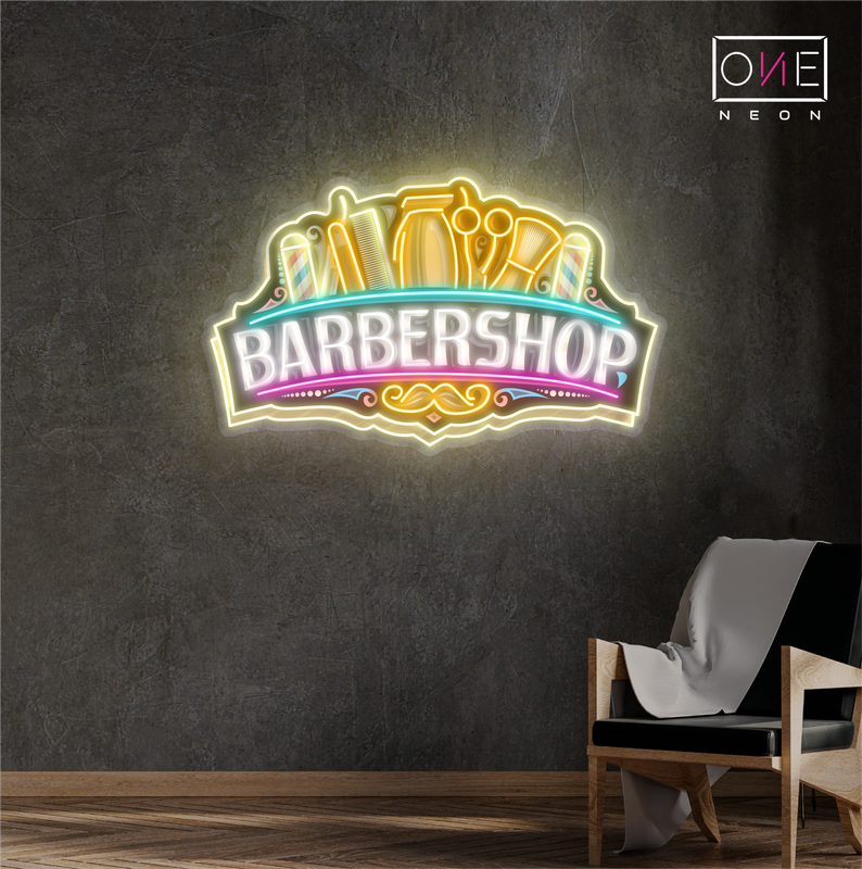 Enseigne néon LED "Barbershop"
