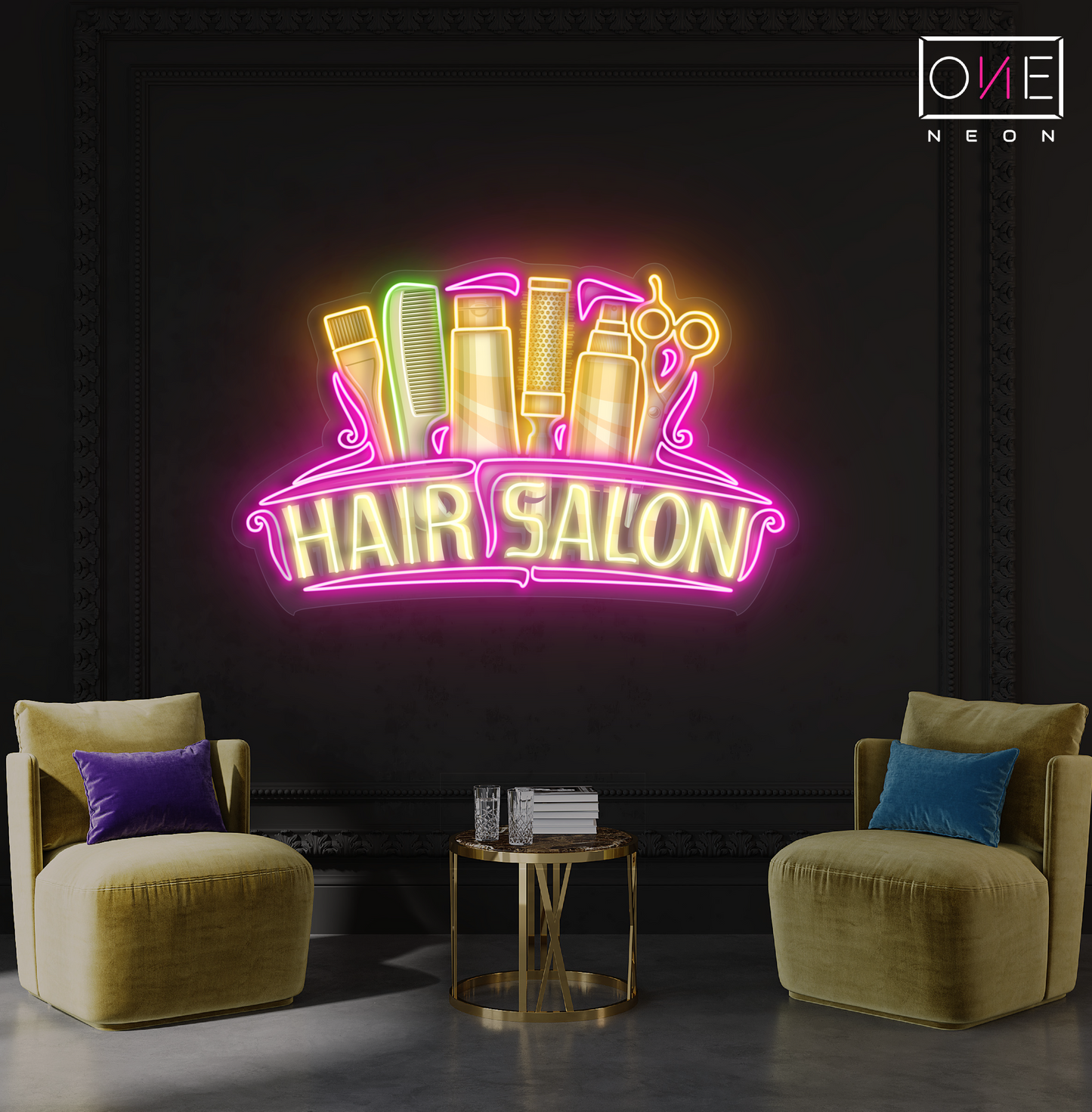 Enseigne Néon LED "Œuvre d'art Salon de coiffure"