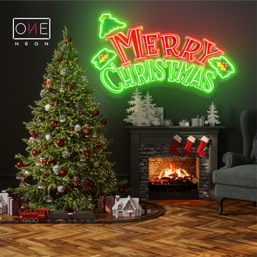 Enseigne néon LED décorative Joyeuses Fêtes de Noël