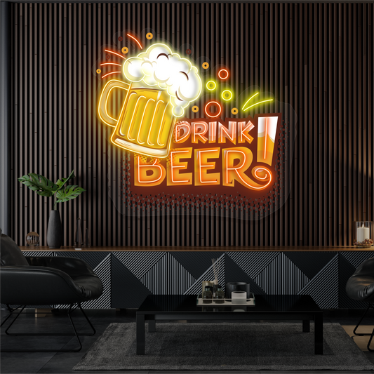 Enseigne néon LED décorative « Drink Beer »