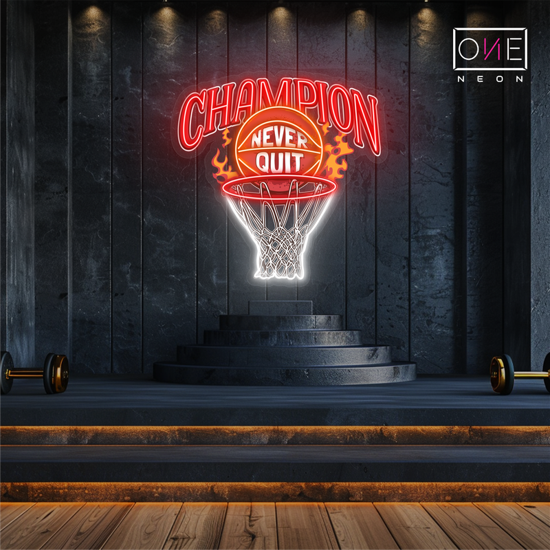 Enseigne Néon LED "Champion de Basketball"