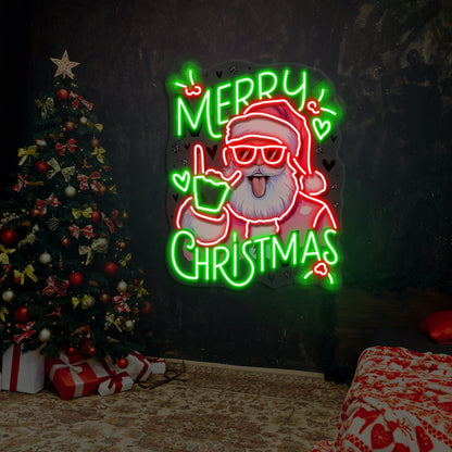 Enseigne néon LED "Christmas Rockin Santa"