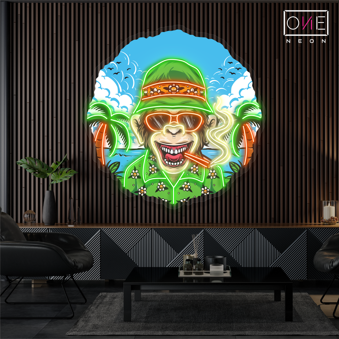 Enseigne néon LED Motif singe tropical
