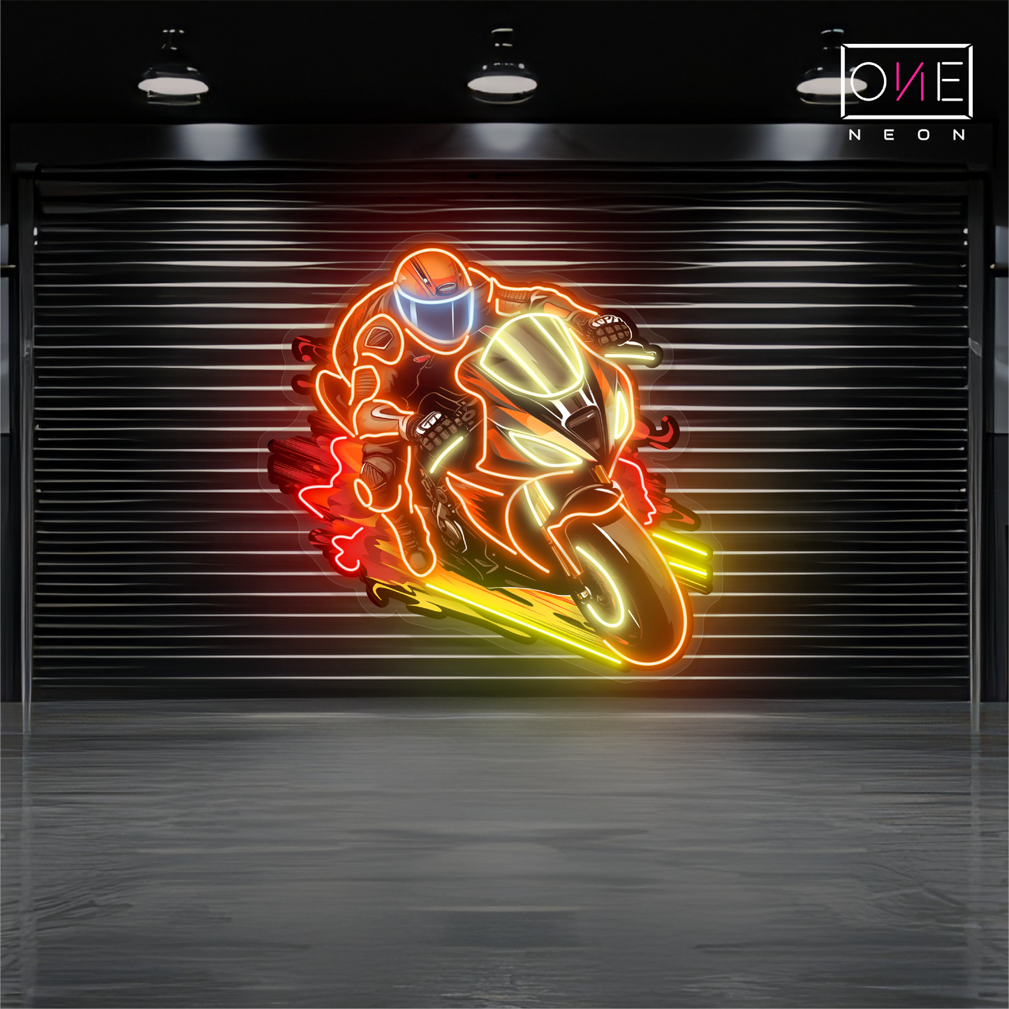Enseigne Néon LED Artwork Flaming Rider