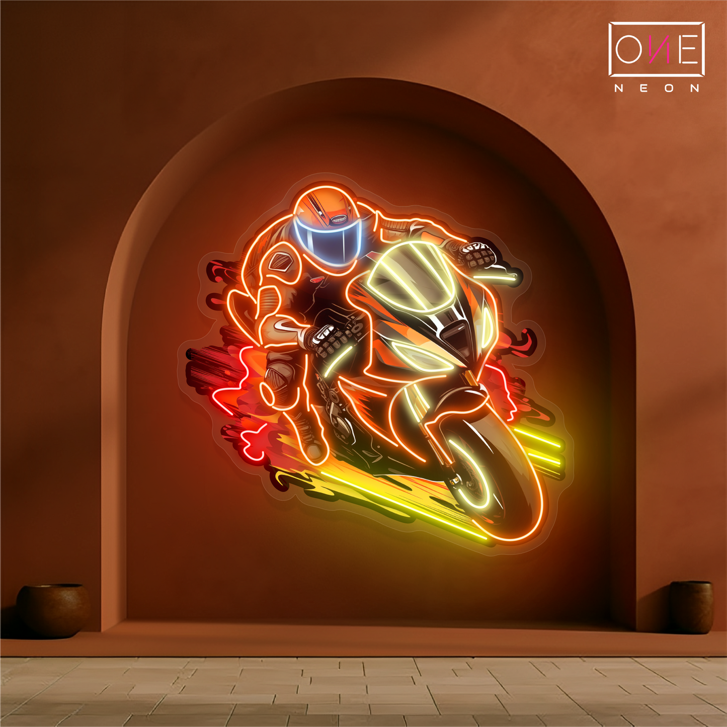 Enseigne Néon LED Artwork Flaming Rider