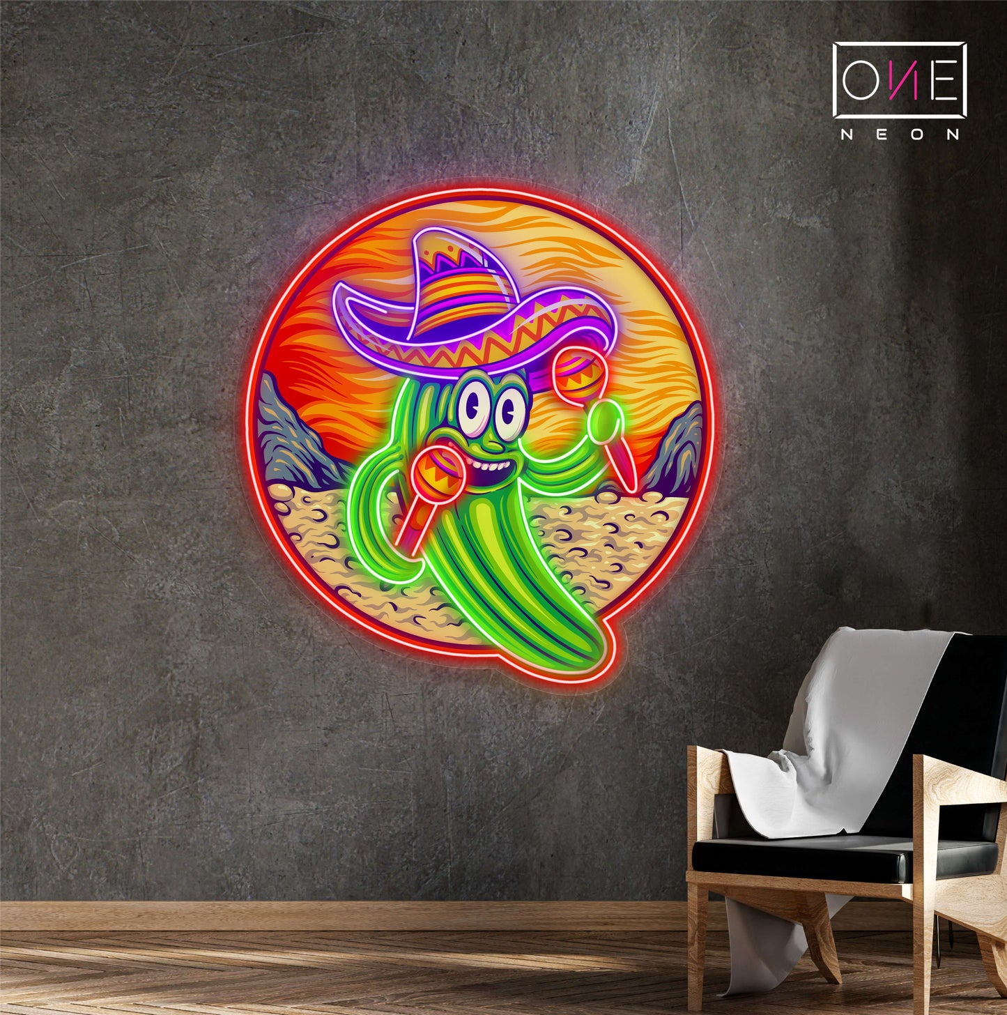 Enseigne néon LED murale drôle Cactus mexicain