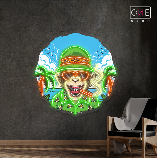 Enseigne néon LED Motif singe tropical
