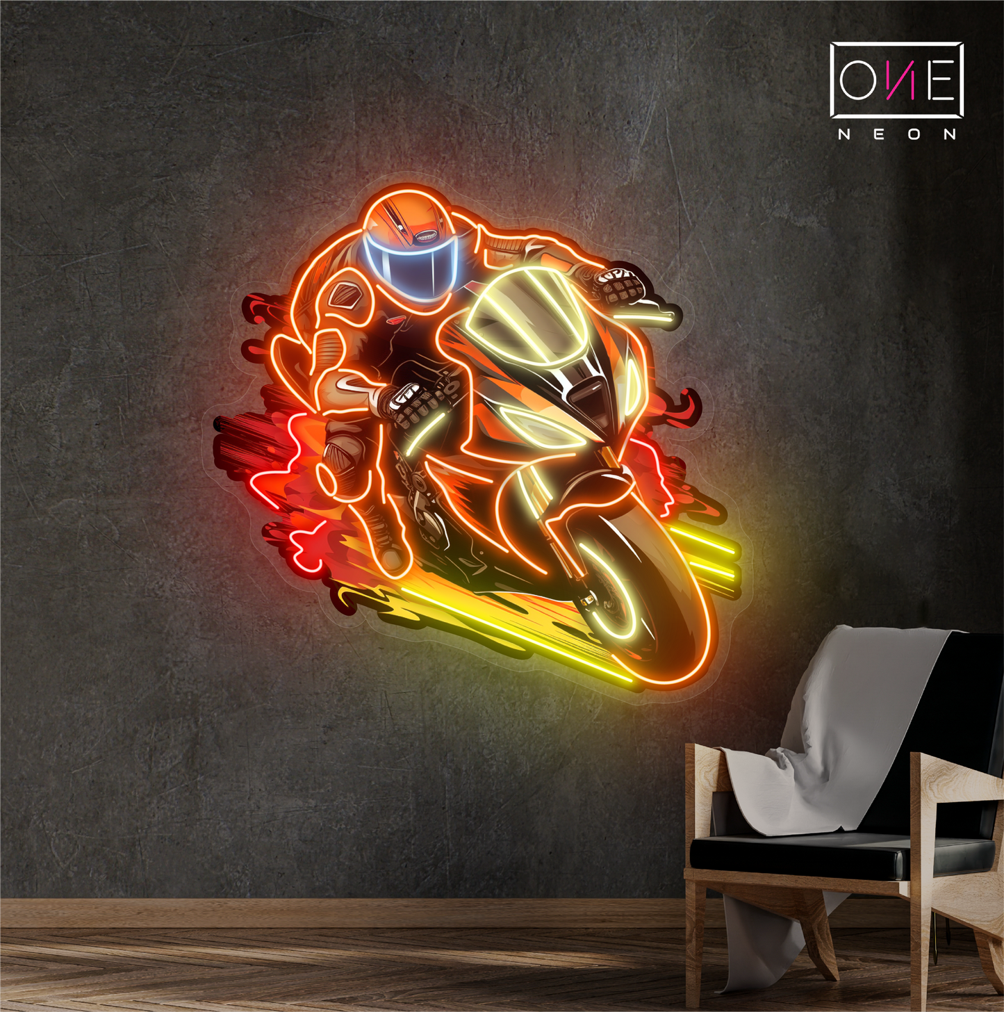 Enseigne Néon LED Artwork Flaming Rider