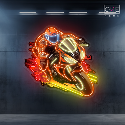 Enseigne Néon LED Artwork Flaming Rider