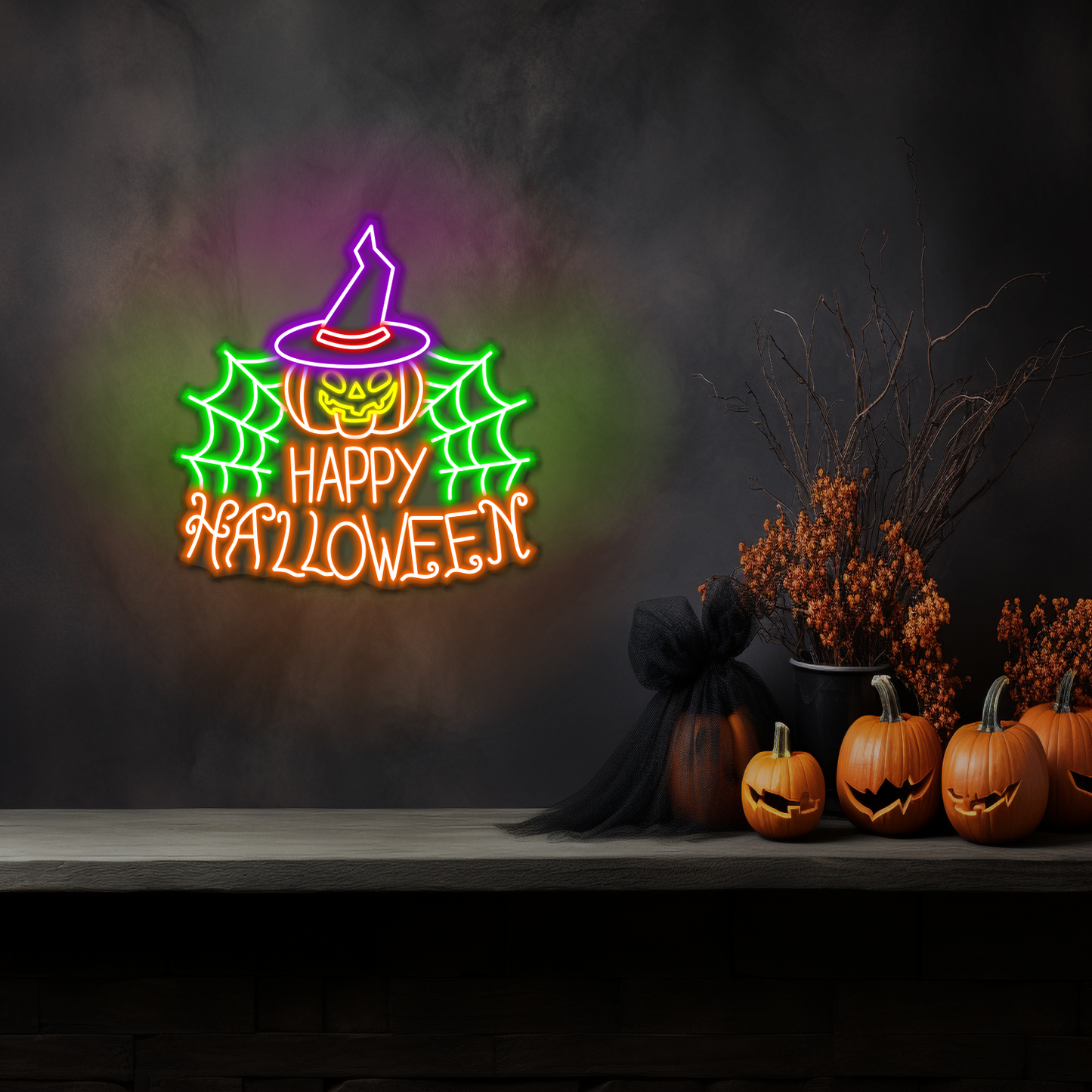 Enseigne néon LED Joyeux Halloween