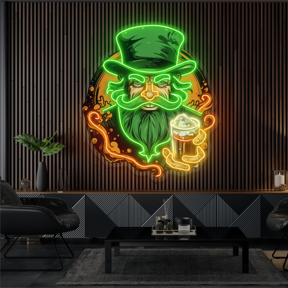 Enseigne néon LED œuvre d'art Green Beard Brew