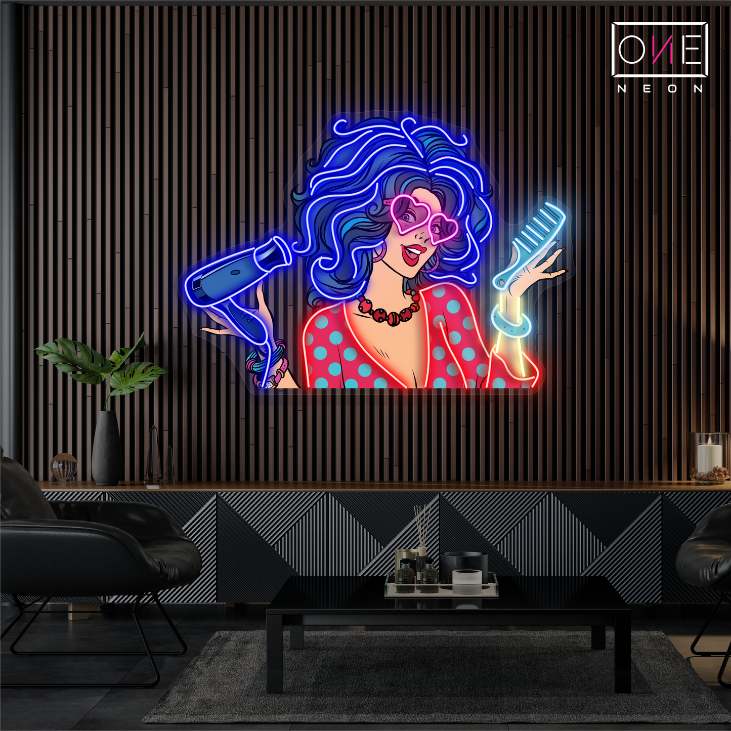 Enseigne Néon LED "Retro Glam Hair Artwork"