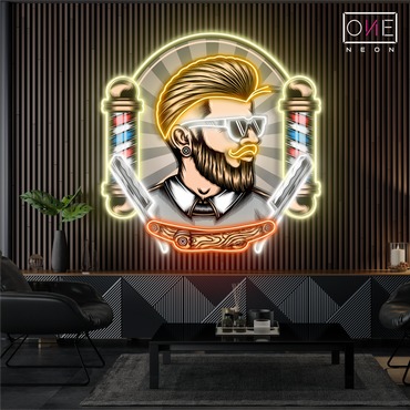 L'enseigne néon LED The Modern Barber Artwork