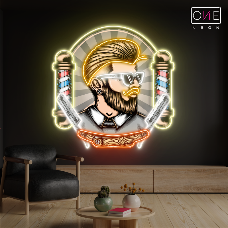 L'enseigne néon LED The Modern Barber Artwork