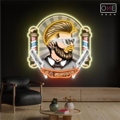 L'enseigne néon LED The Modern Barber Artwork
