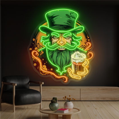 Enseigne néon LED œuvre d'art Green Beard Brew