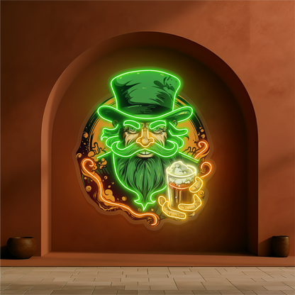Enseigne néon LED œuvre d'art Green Beard Brew