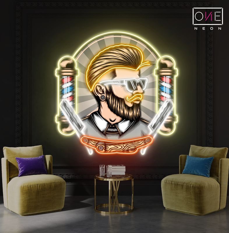 L'enseigne néon LED The Modern Barber Artwork