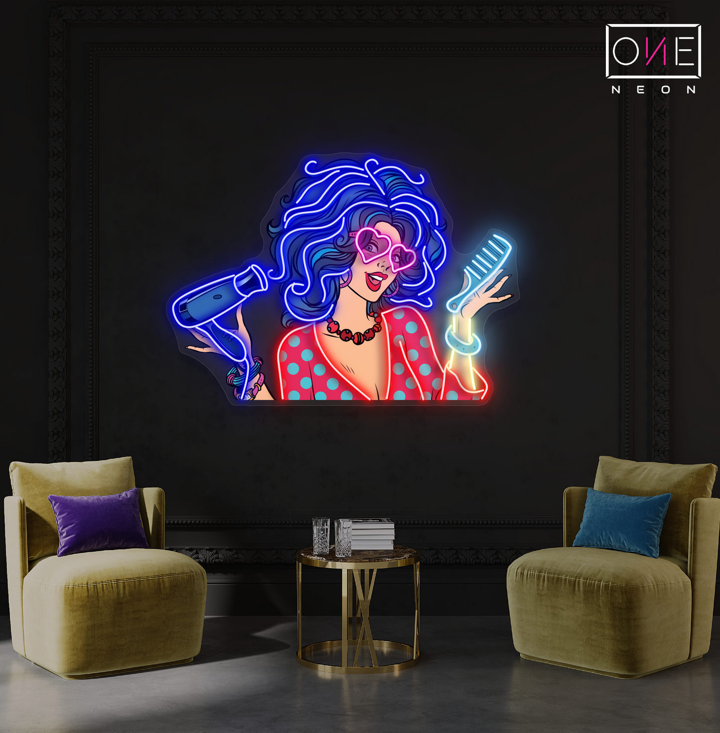 Enseigne Néon LED "Retro Glam Hair Artwork"