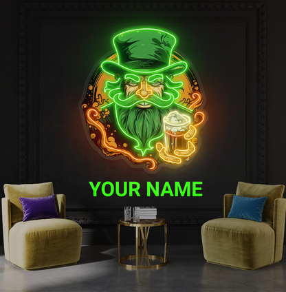 Enseigne néon LED œuvre d'art Green Beard Brew