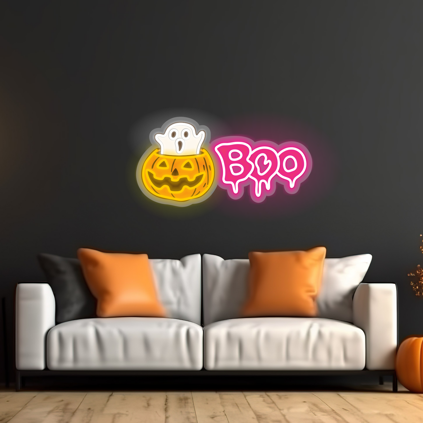 Enseigne néon LED Citrouille Boo