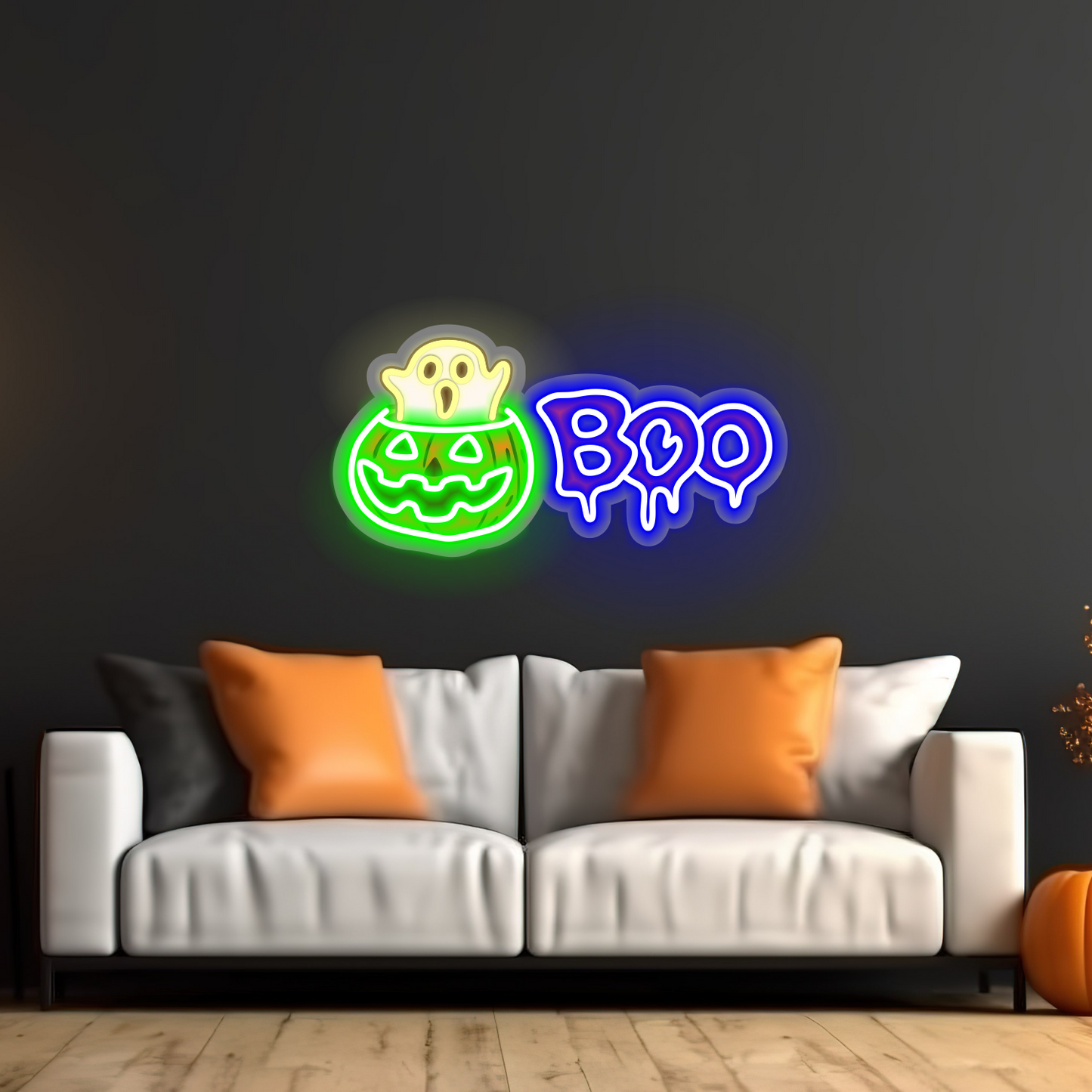 Enseigne néon LED Citrouille Boo