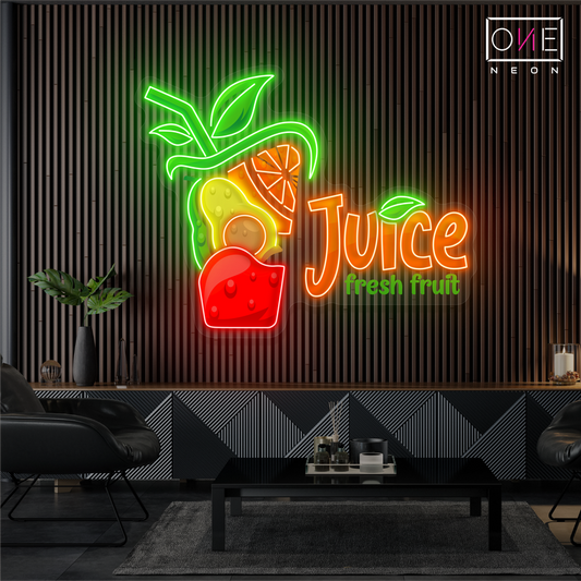 Enseigne néon LED Jus de fruits frais