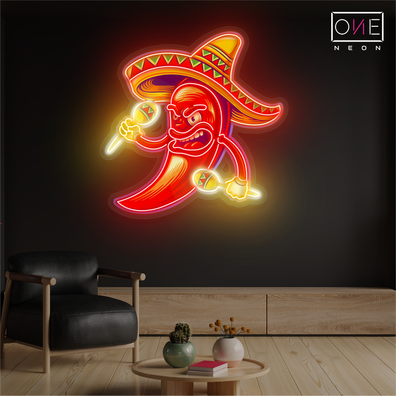 Enseigne néon LED "Fiery Fiesta Pepper Artwork"