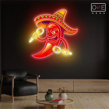 Enseigne néon LED "Fiery Fiesta Pepper Artwork"