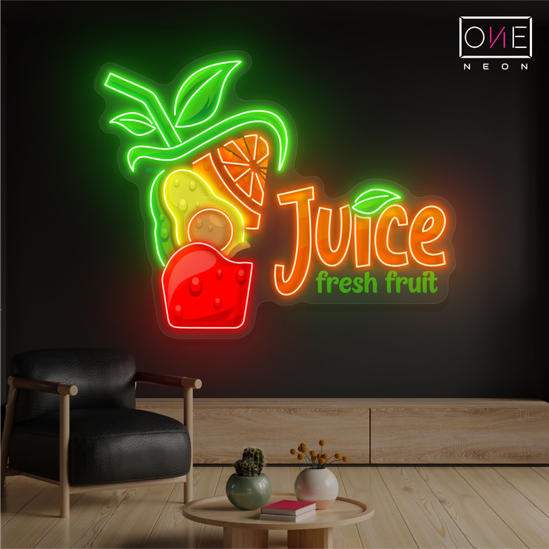 Enseigne néon LED Jus de fruits frais
