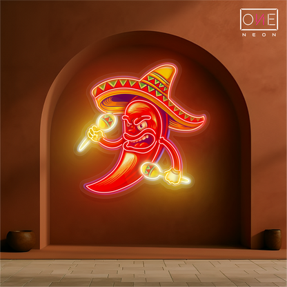 Enseigne néon LED "Fiery Fiesta Pepper Artwork"