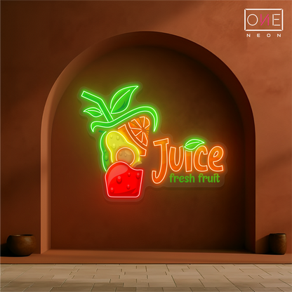 Enseigne néon LED Jus de fruits frais